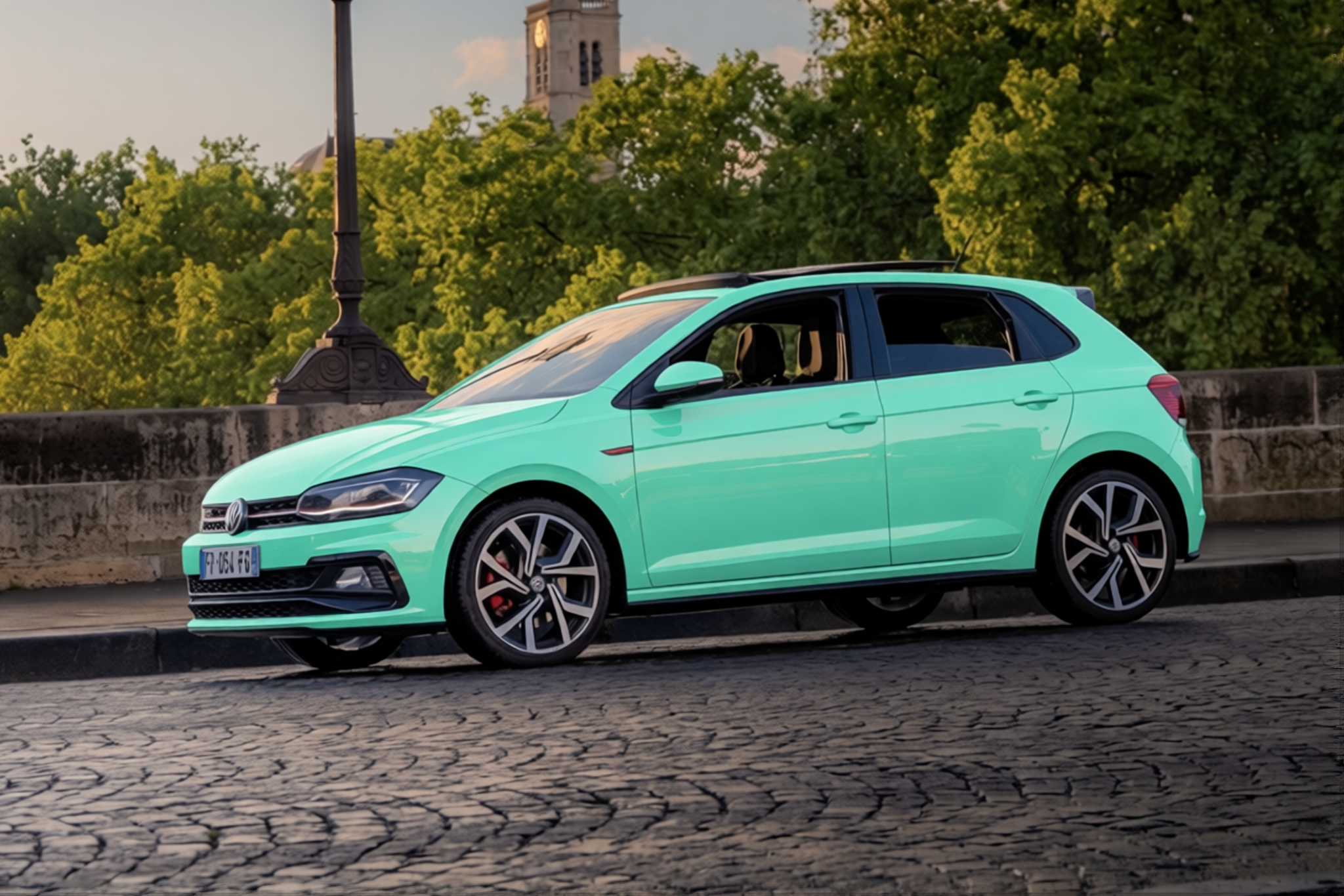 Volkswagen Polo GTI rendered in Super Gloss LB Tiffany Blue gloss wrap